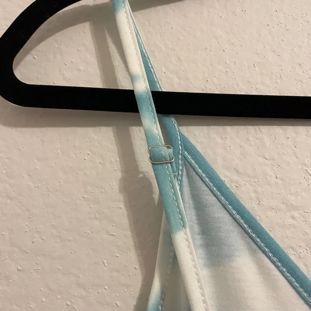 Turquoise Spaghetti Strap Sleeveless Tie Dye Long Macy Summer Sun Dress Size L - Picture 8 of 10